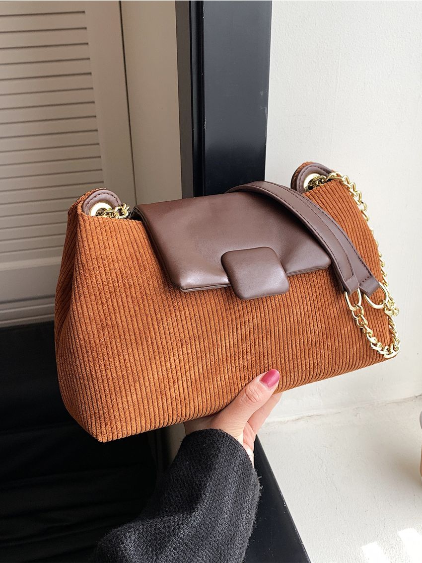 Two Tone Flap Chain Square Bag