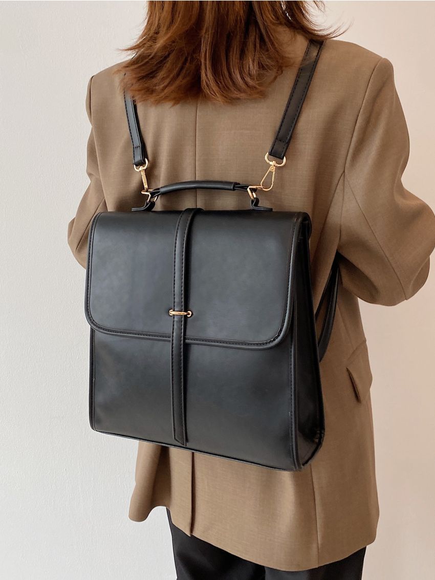 Stitch Detail Flap Backpack