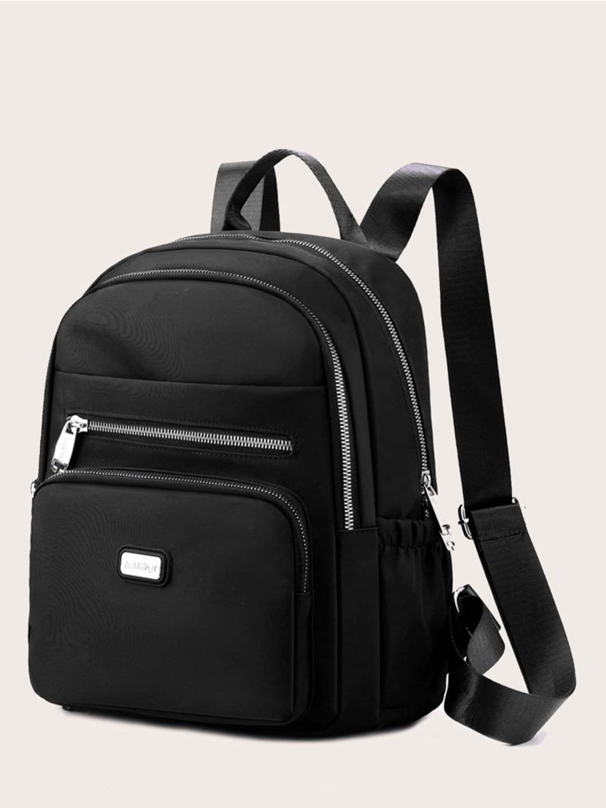 Letter Patch Decor Functional Backpack