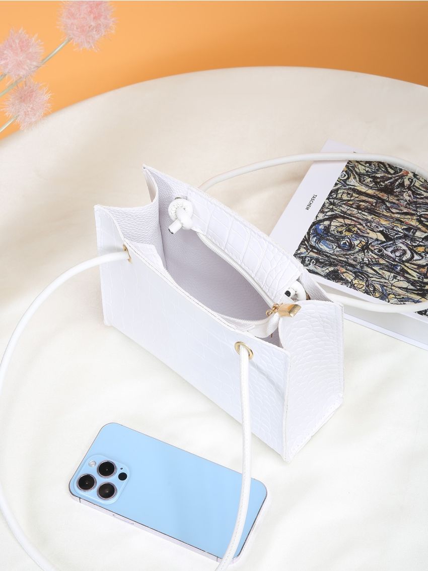 Mini Crocodile Embossed Square Bag