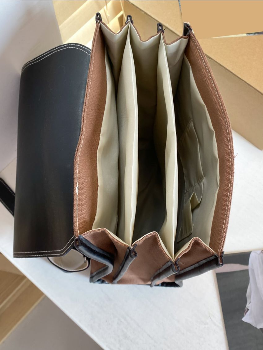 Two Tone Buckle Decor Flap Backpack