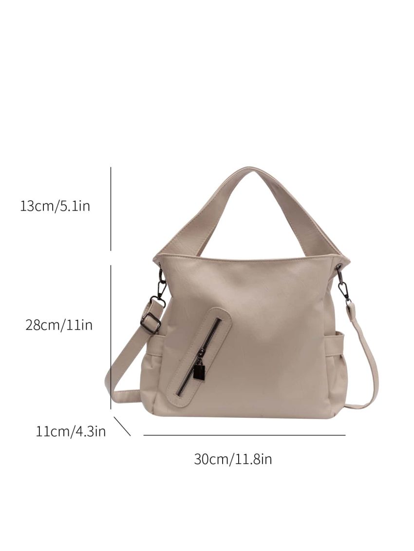 Zipper Detail Top Handle Bag