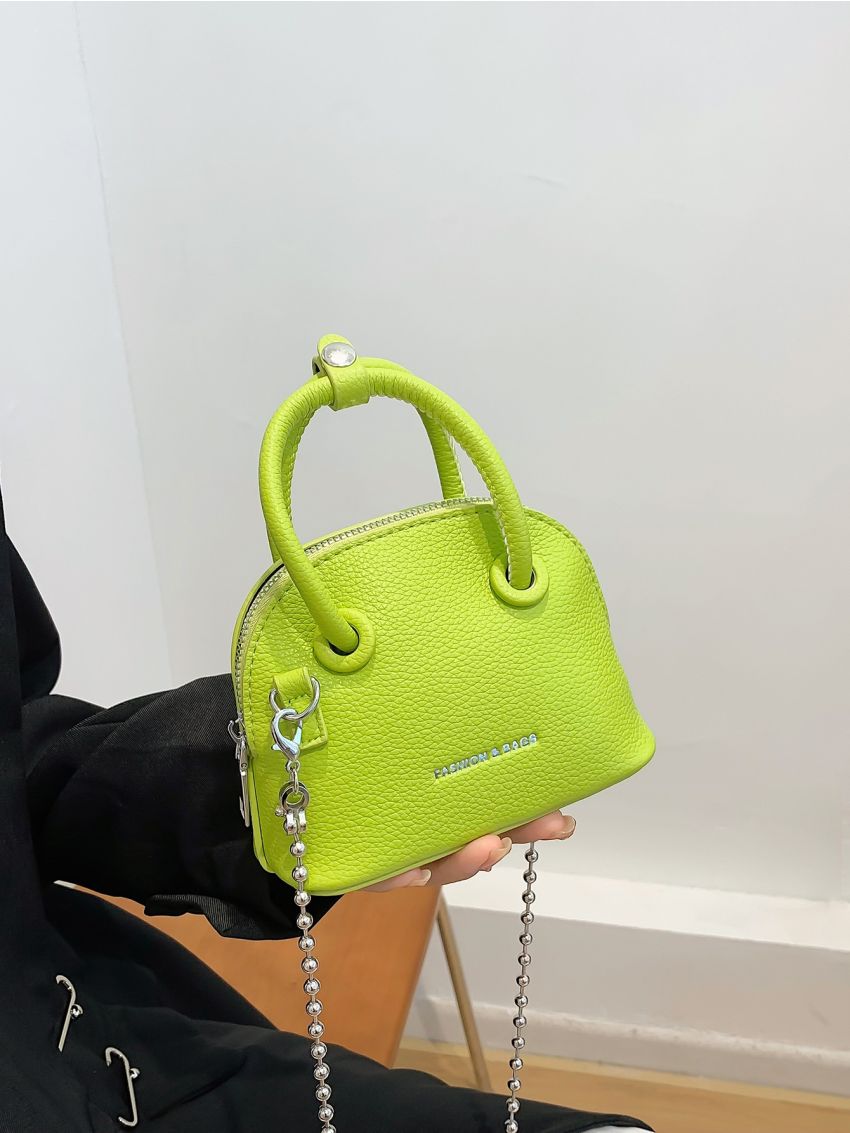 Mini Letter Graphic Litchi Embossed Dome Bag