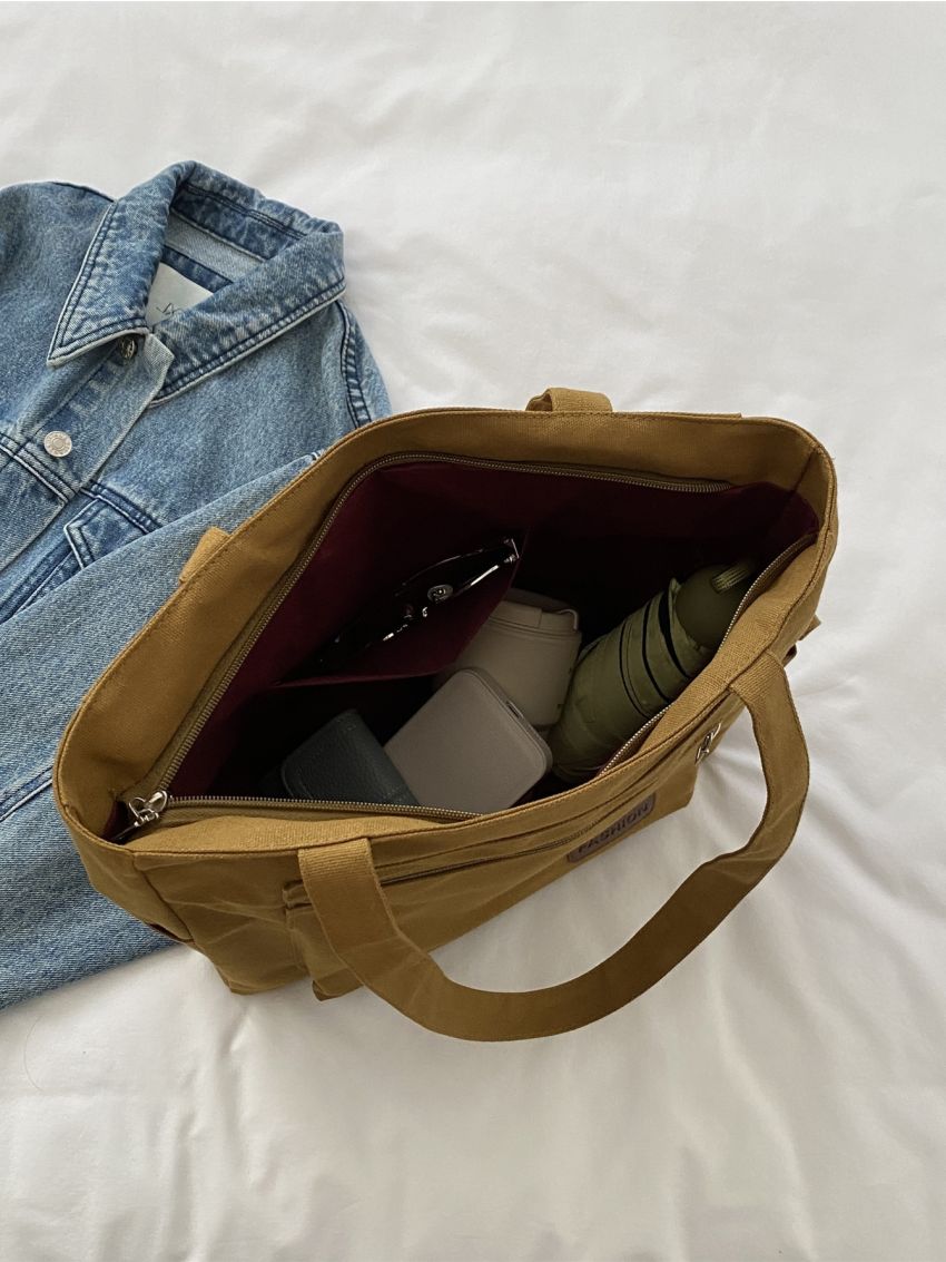 Letter Patch Decor Shopper Bag