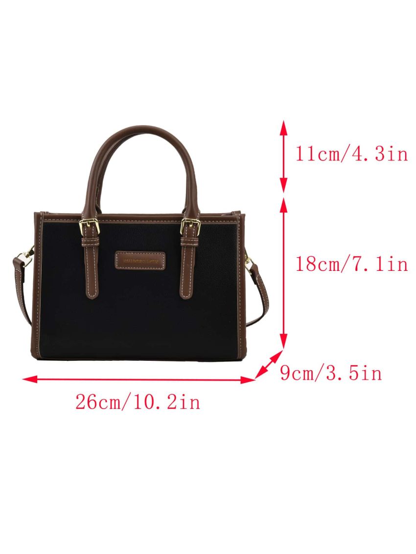 Letter Patch Decor Contrast Binding Square Bag