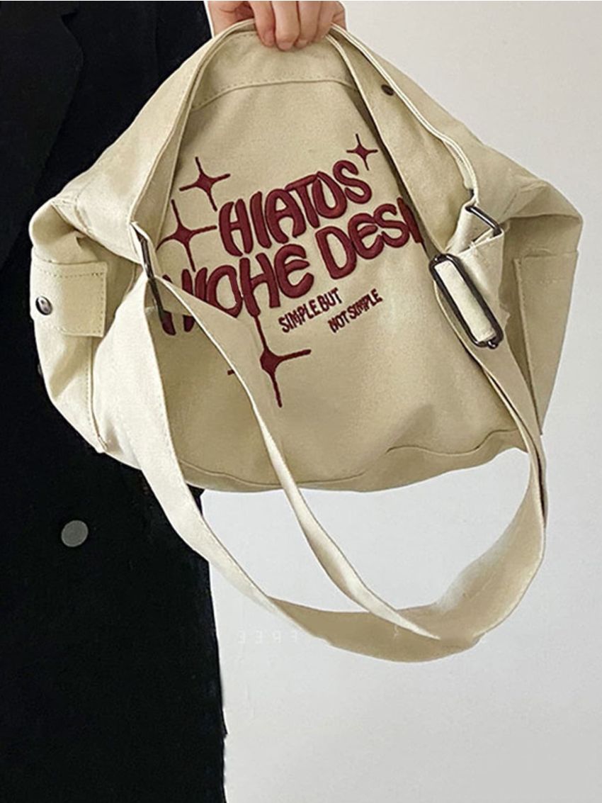 Letter Print Large Capacity Hobo Bag
