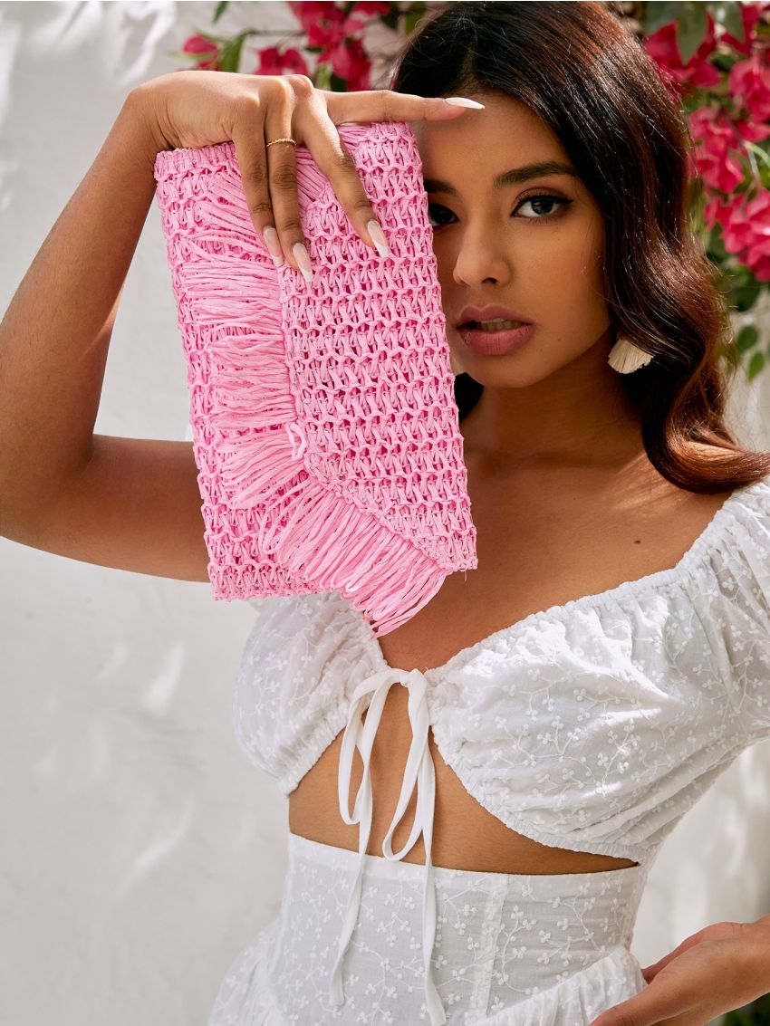 Fringe Decor Straw Bag