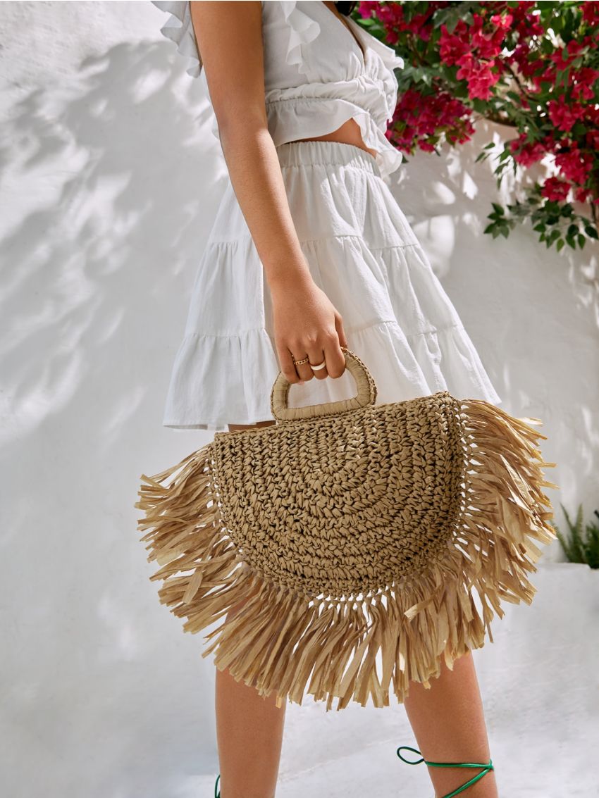 Fringe Decor Straw Bag