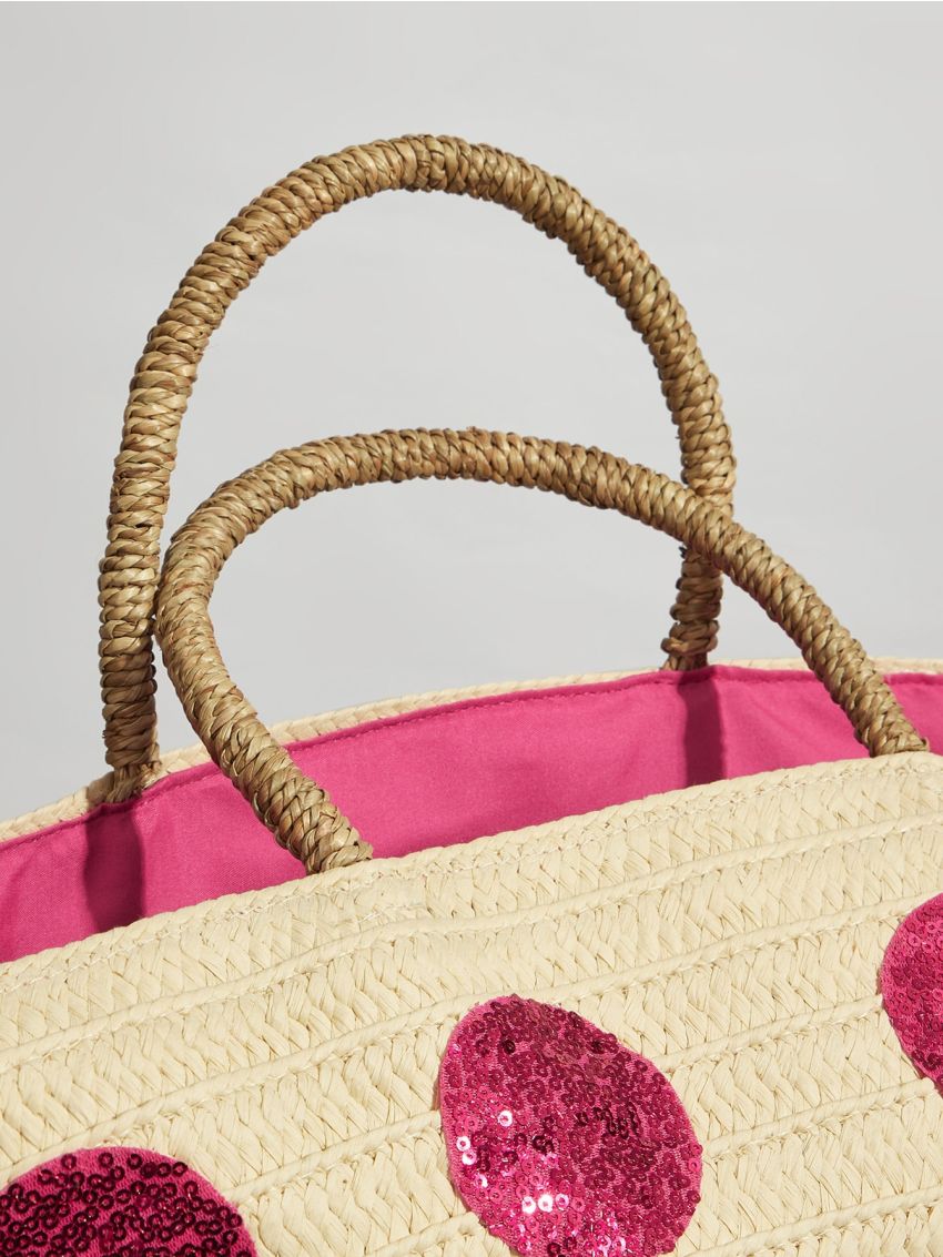 Sequin Decor Straw Bag