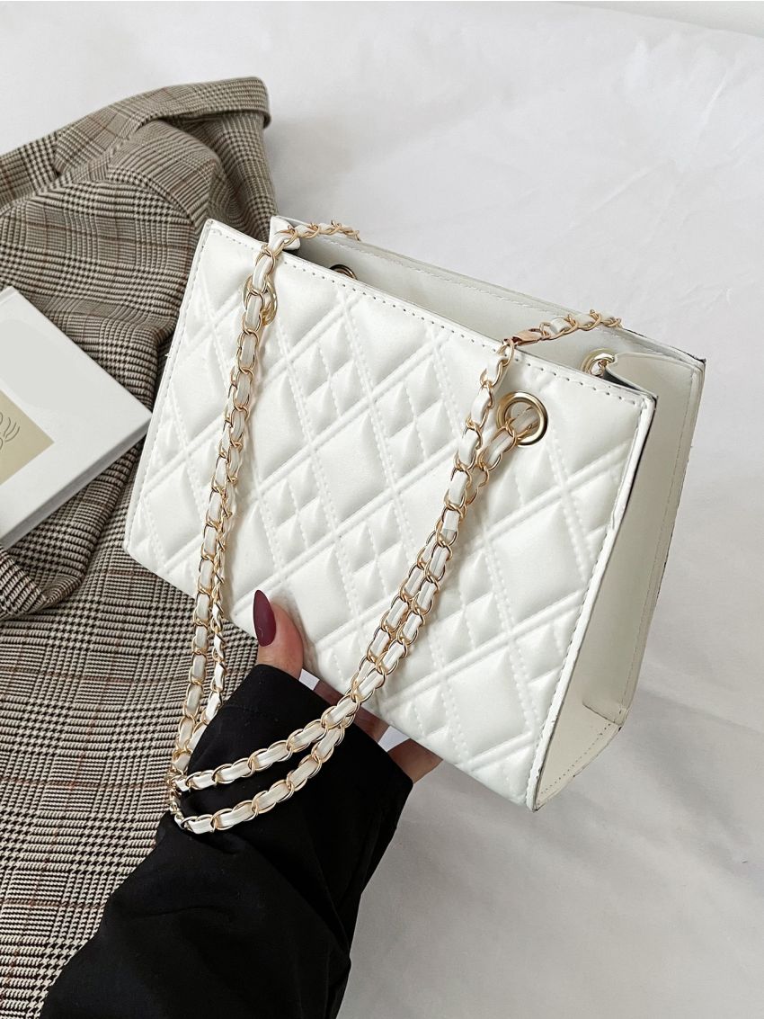 Geometric Embossed Chain Square Bag