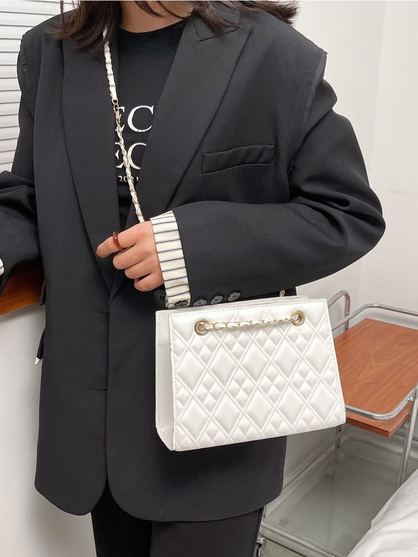 Geometric Embossed Chain Square Bag