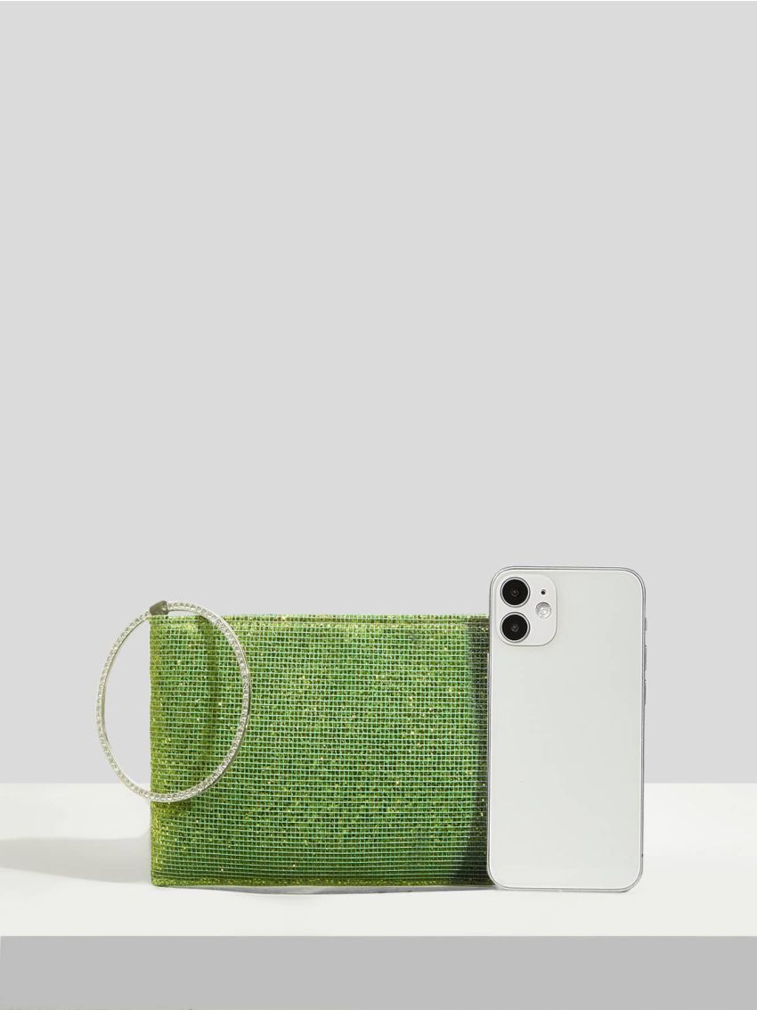 Glitter Decor Ring Handle Glitter Square Bag