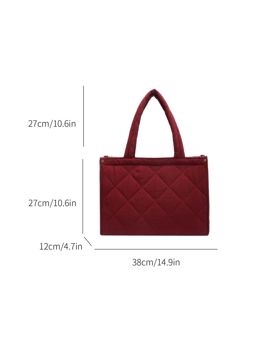 Argyle Quilted Shoulder Tote Bag