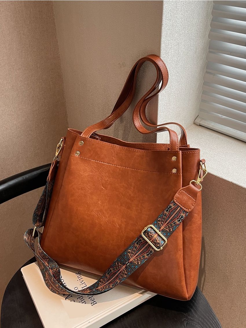 Minimalist Double Handle Shoulder Tote Bag