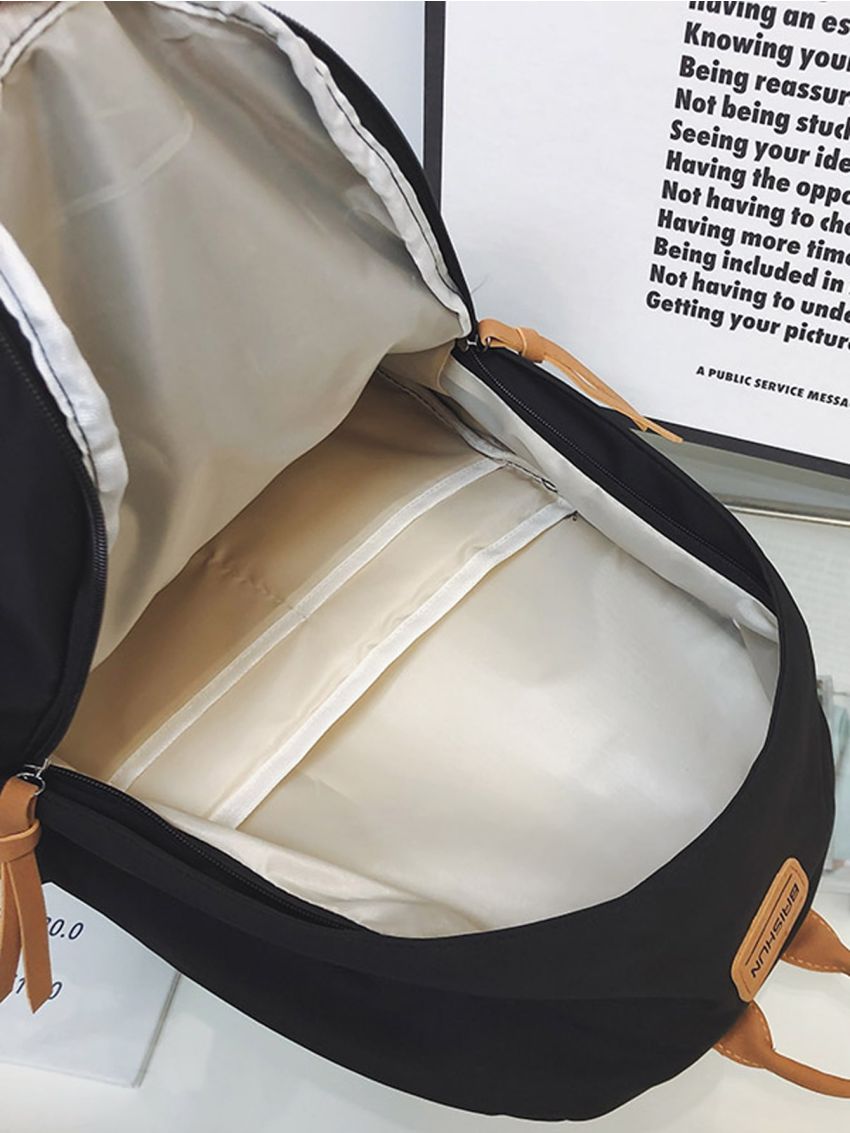 Medium Laptop Backpack Letter Patch Decor