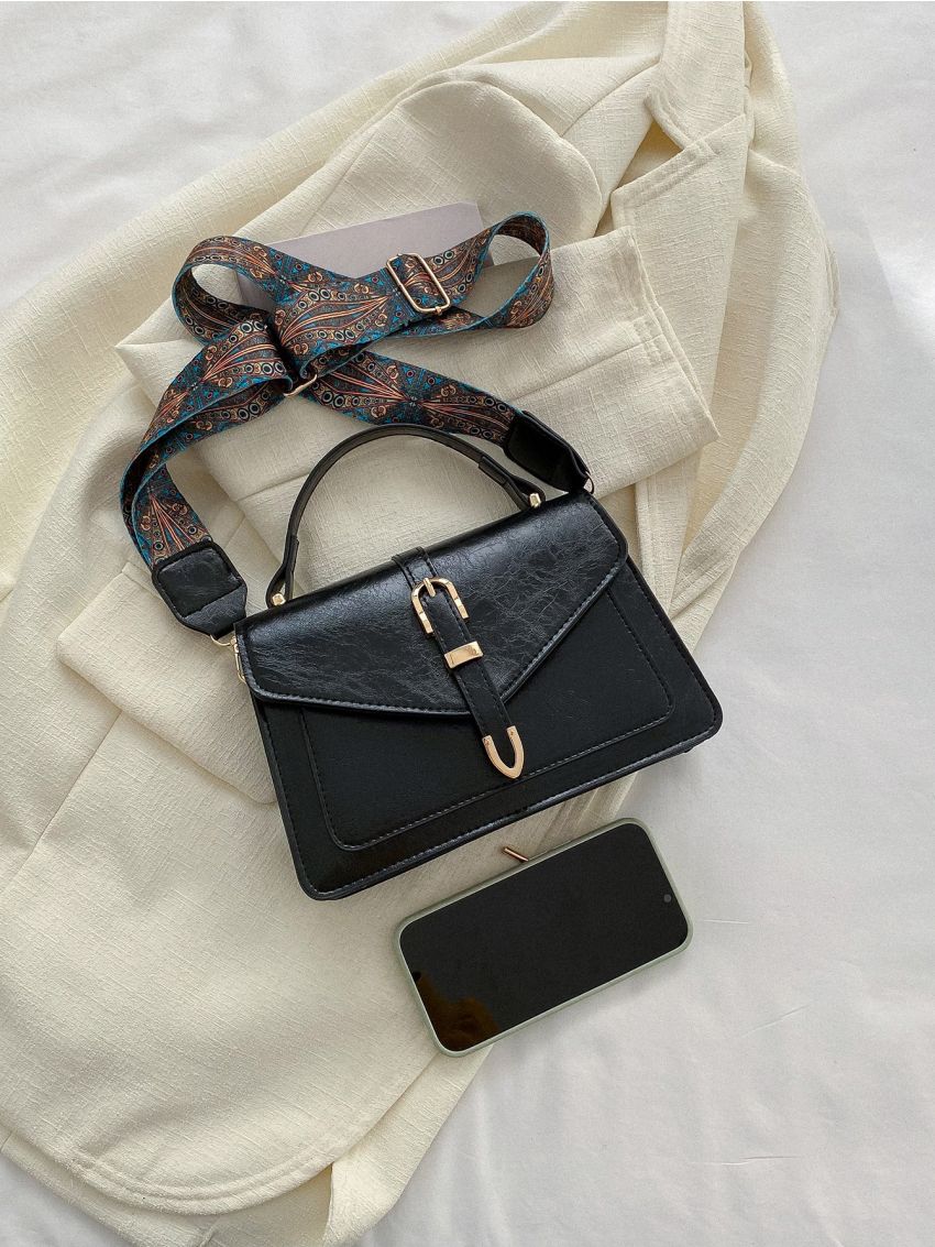 Buckle Decor Flap Square Bag