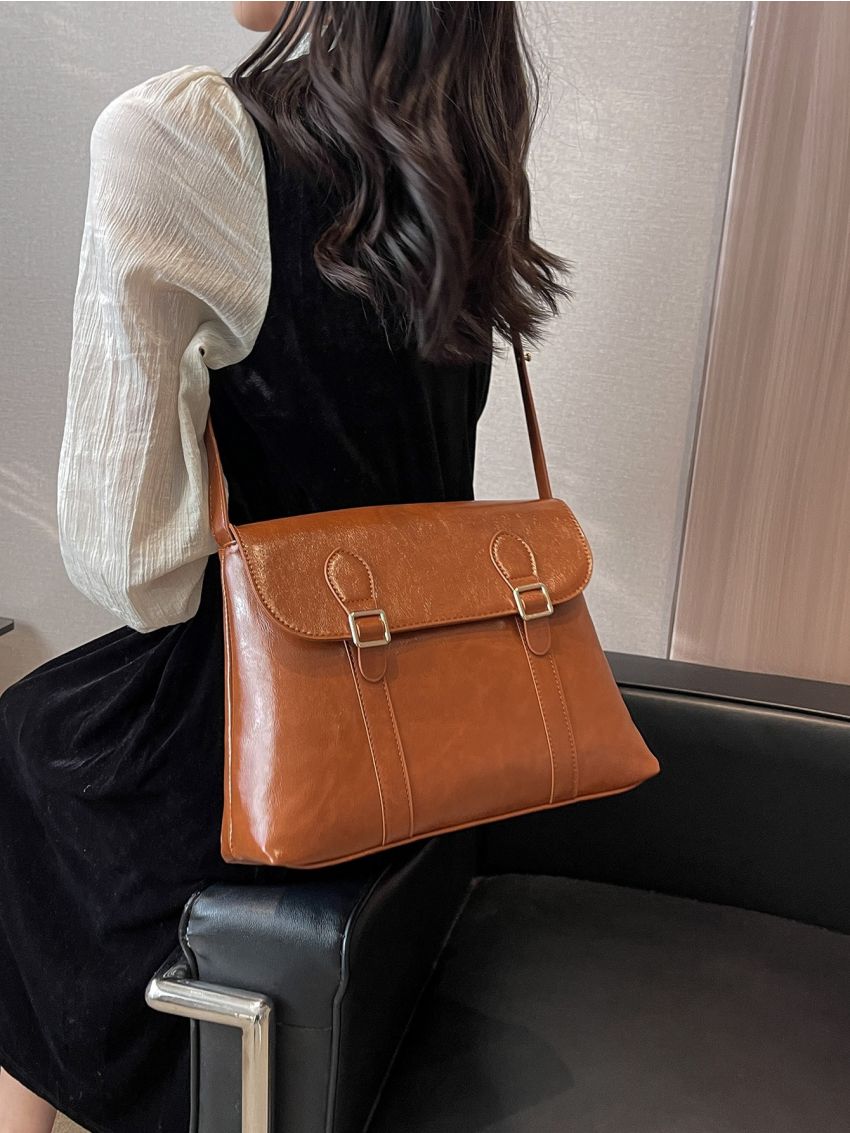 Buckle Decor Flap Square Bag