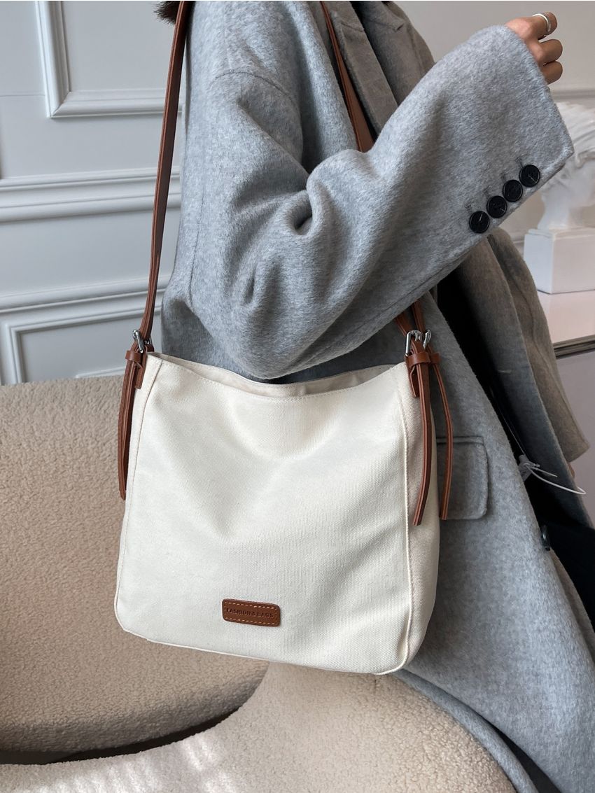 Letter Patch Decor Hobo Bag