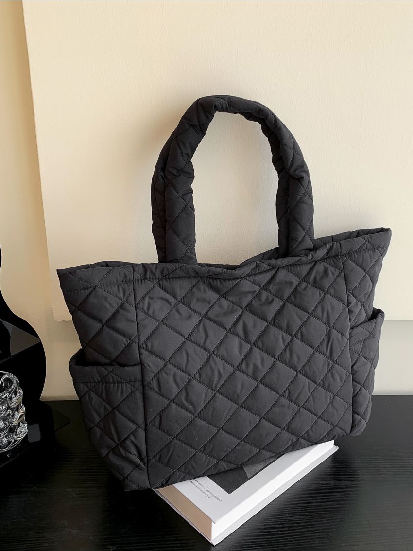Quilted Detail Shoulder Tote Bag