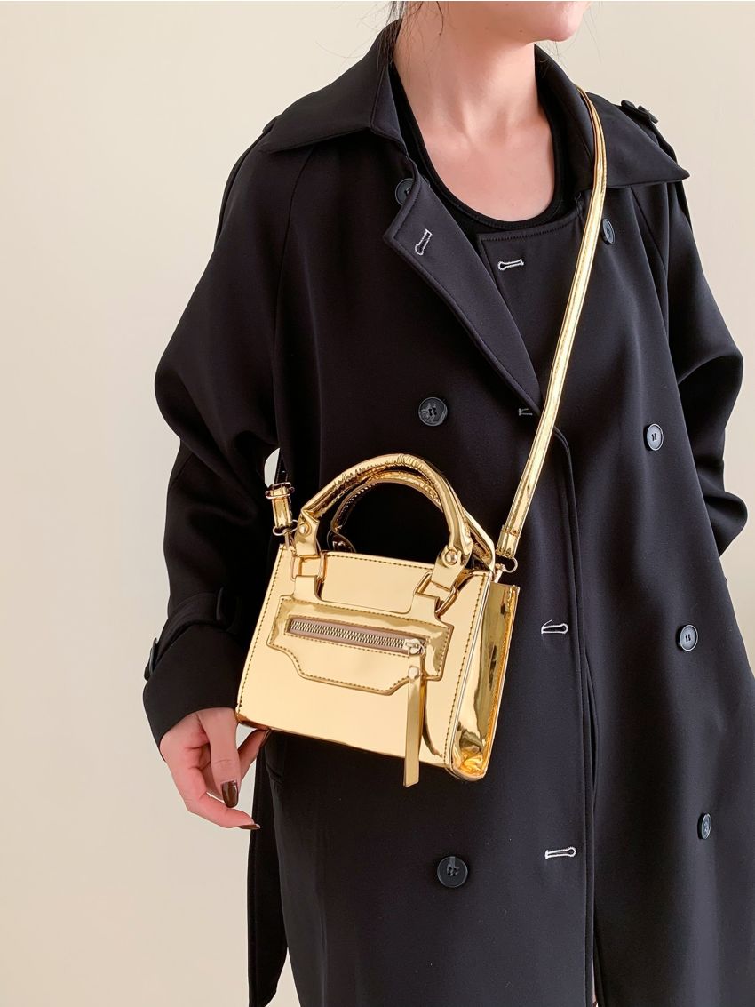 Mini Metallic Double Handle Square Bag
