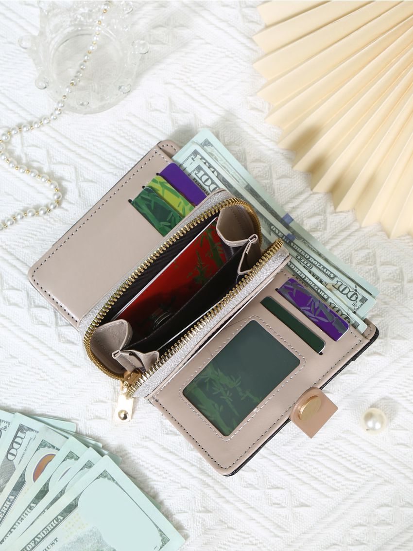 Crocodile Embossed Detail Letter Print Small Wallet