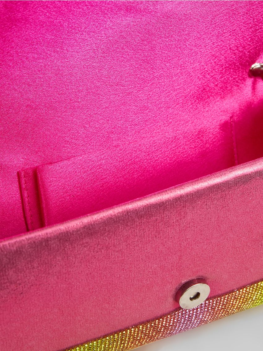 Ombre Rhinestone Decor Flap Chain Square Bag