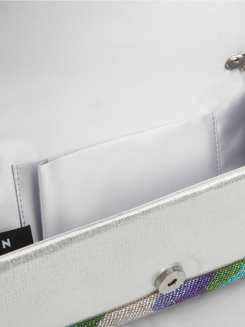 Color Block Rhinestone Decor Flap Chain Square Bag