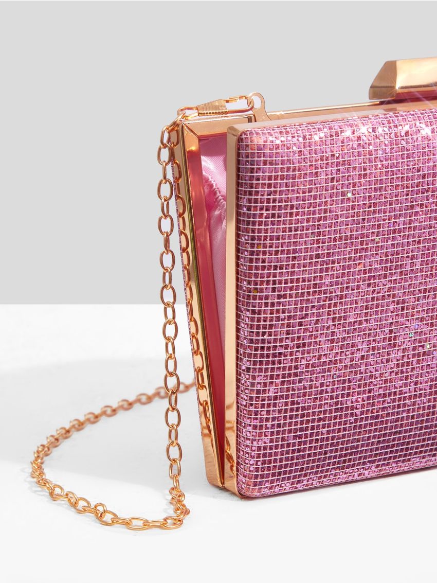 Mini Glitter Metal Lock Box Bag