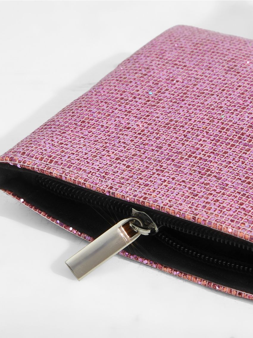 Glitter Rhinestone Decor Top Handle Square Bag