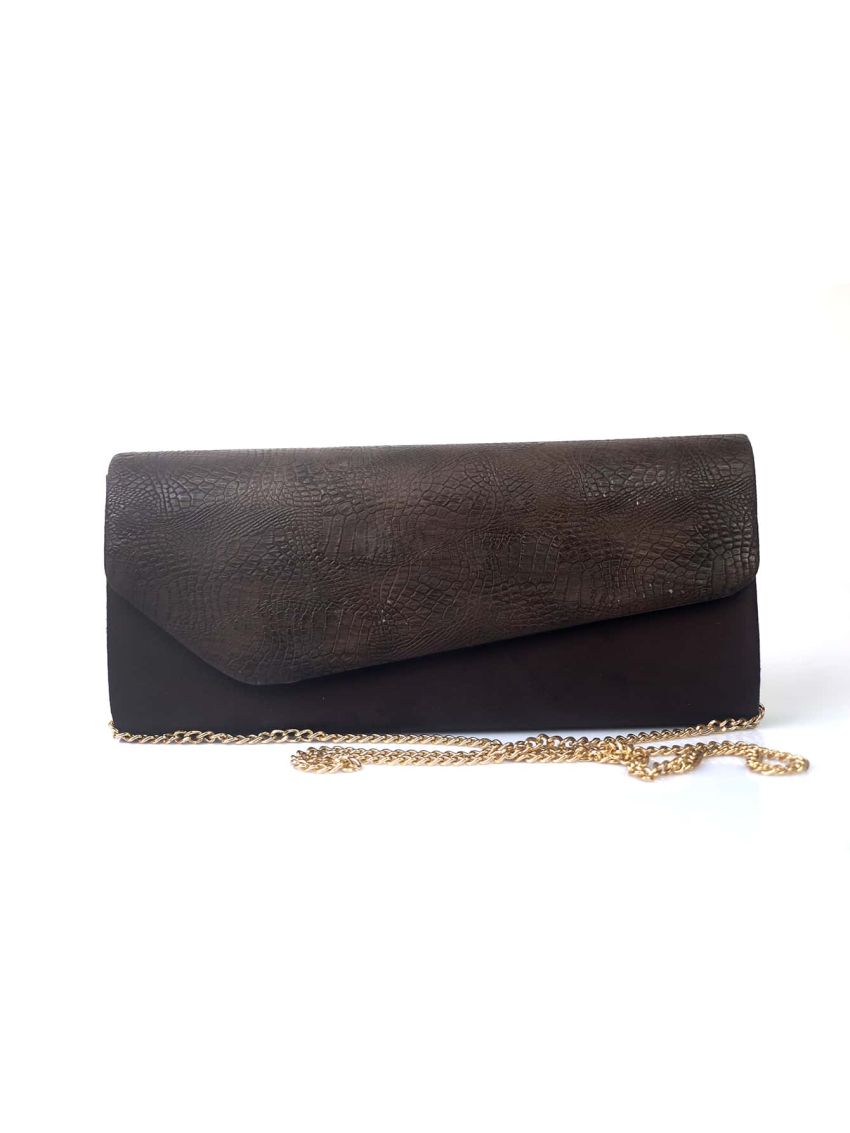 Snakeskin Embossed Chain Flap Square Bag