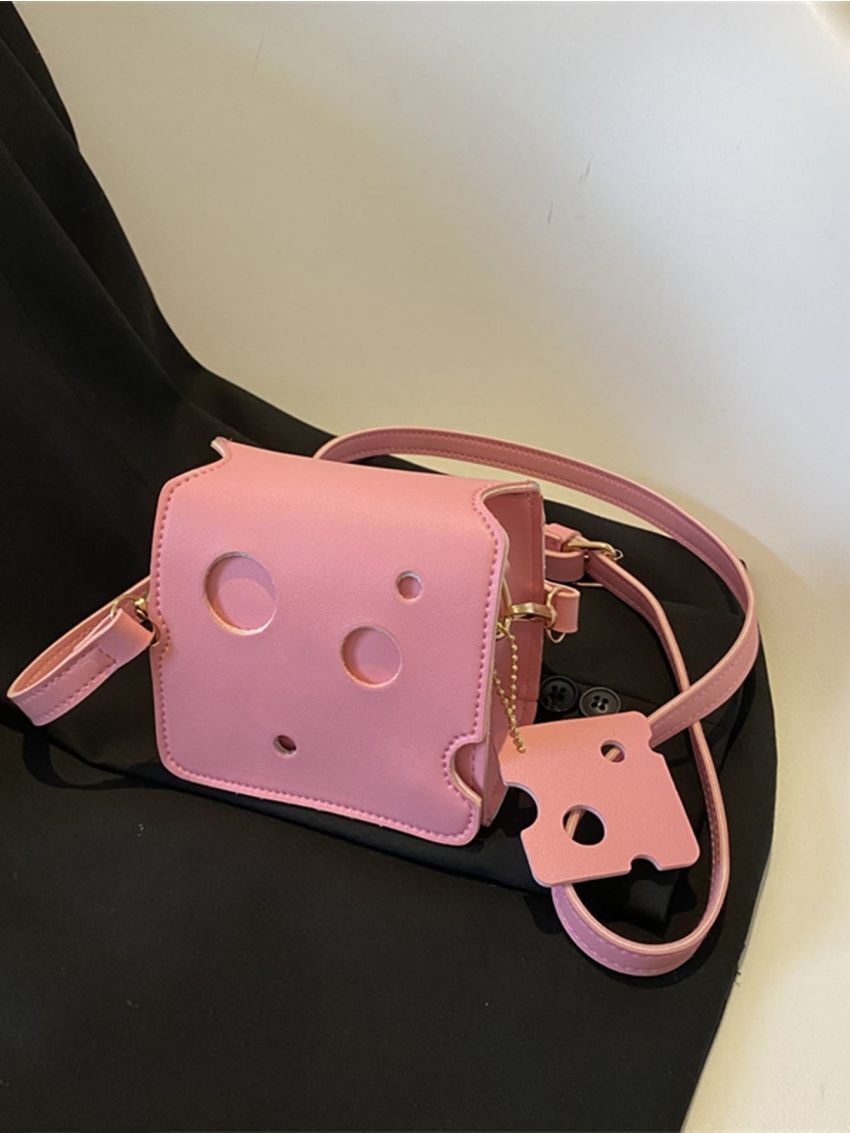 Mini Cut Out Flap Square Bag With Bag Charm