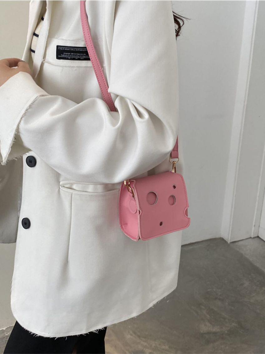 Mini Cut Out Flap Square Bag With Bag Charm