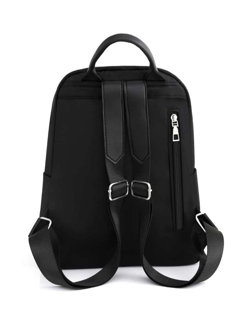 Metal Letter & Pom Pom Decor Functional Backpack