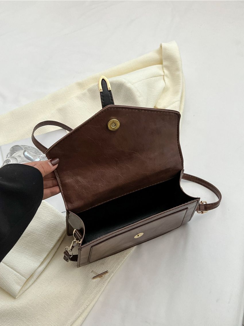 Buckle Decor Square Bag With Coin Purse