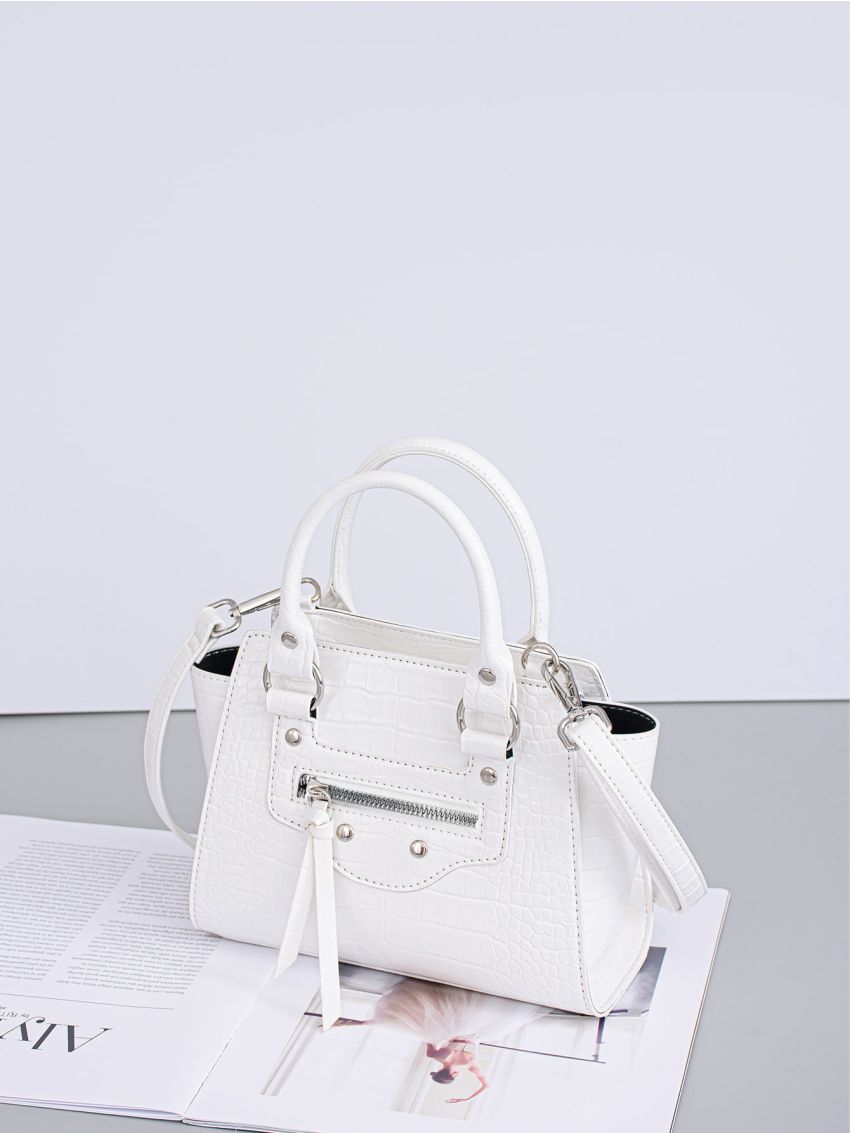 Minimalist Crocodile Embossed Square Bag