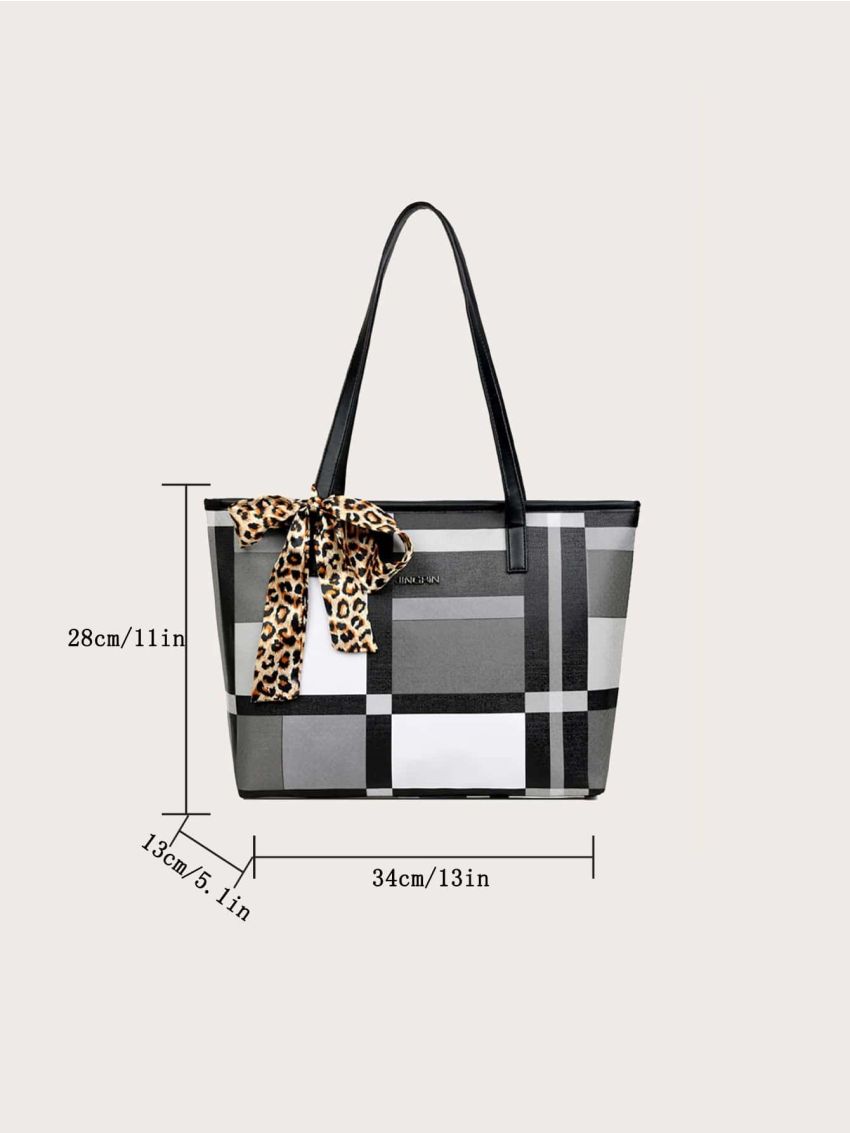 Elegant Colorblock Tote Bag, Women's Trendy Zipper Handbag, Casual Large Capacity Shoulder Bag, Best Work Bag For Women