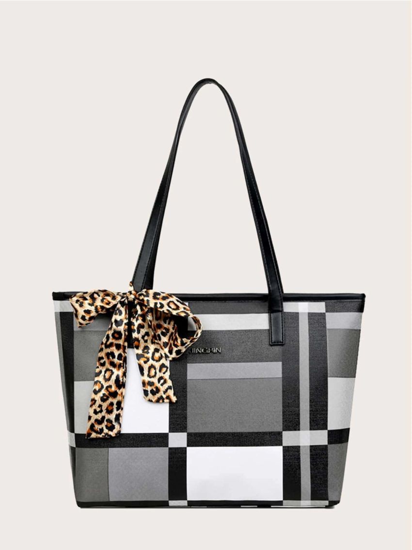 Elegant Colorblock Tote Bag, Women's Trendy Zipper Handbag, Casual Large Capacity Shoulder Bag, Best Work Bag For Women