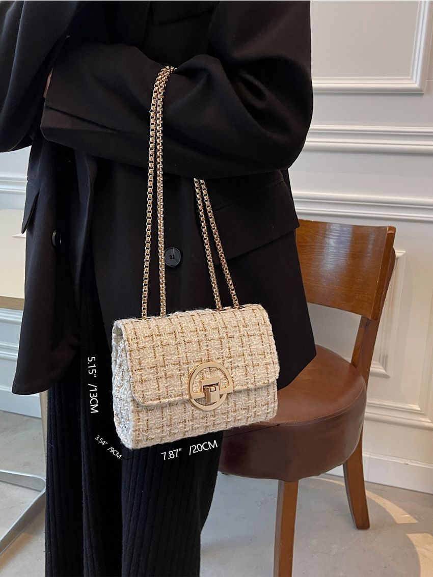 Mini Plaid Pattern Flap Chain Square Bag