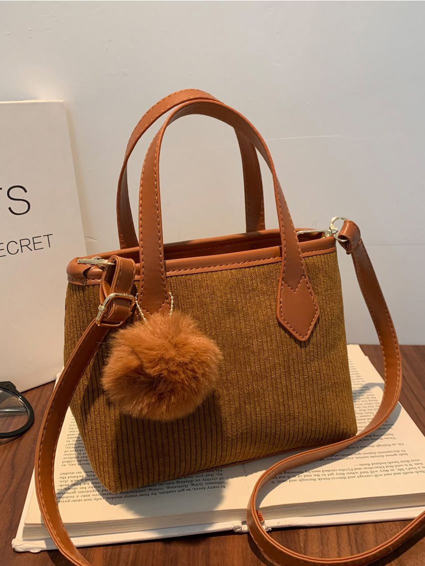 Mini Pom Pom Decor Square Bag