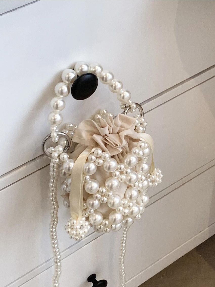 Mini Faux Pearl Decor Satchel Bag