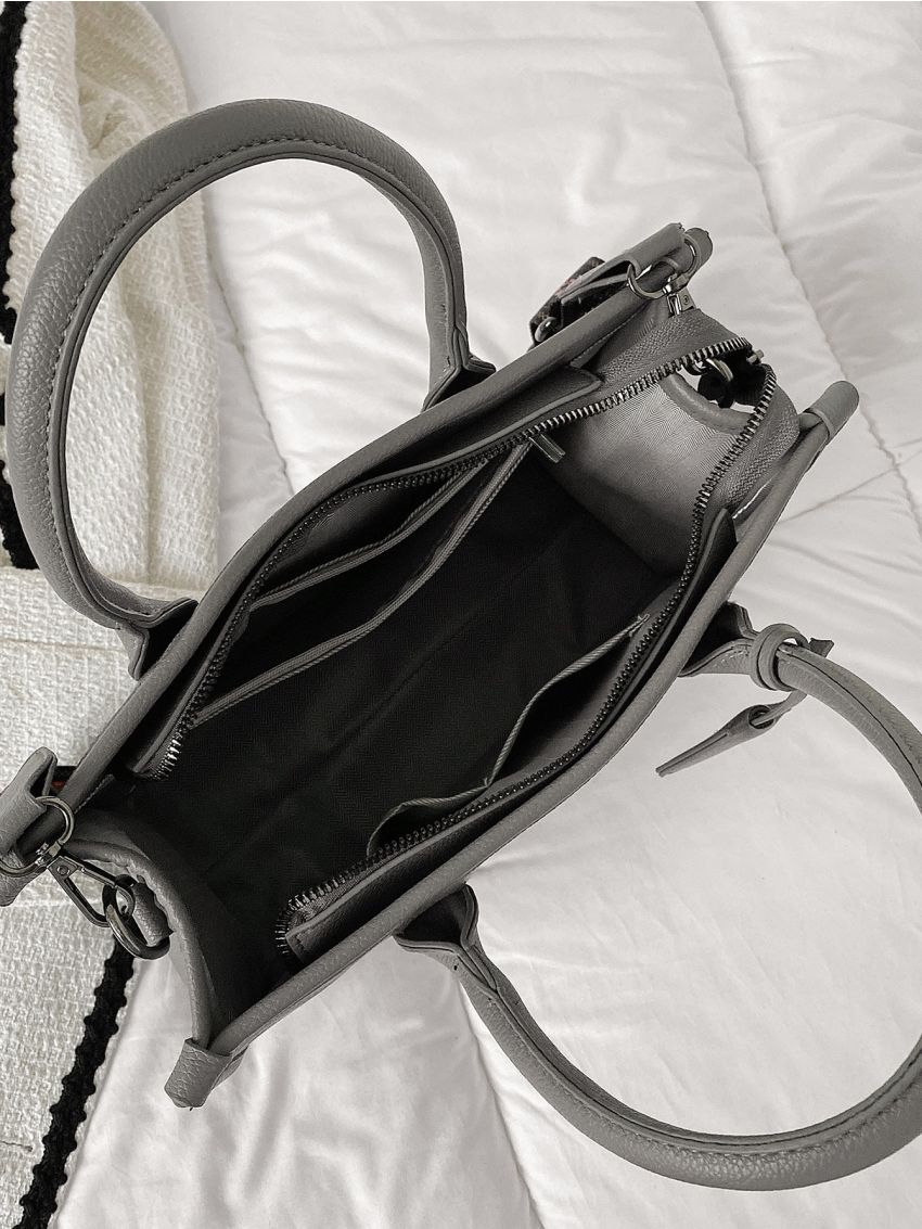 Letter Graphic Top Handle Bag