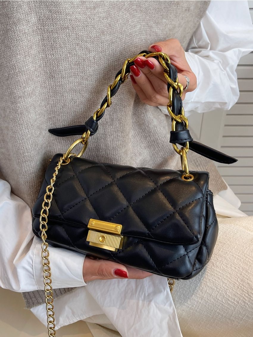 Quilted Flap Satchel Bag