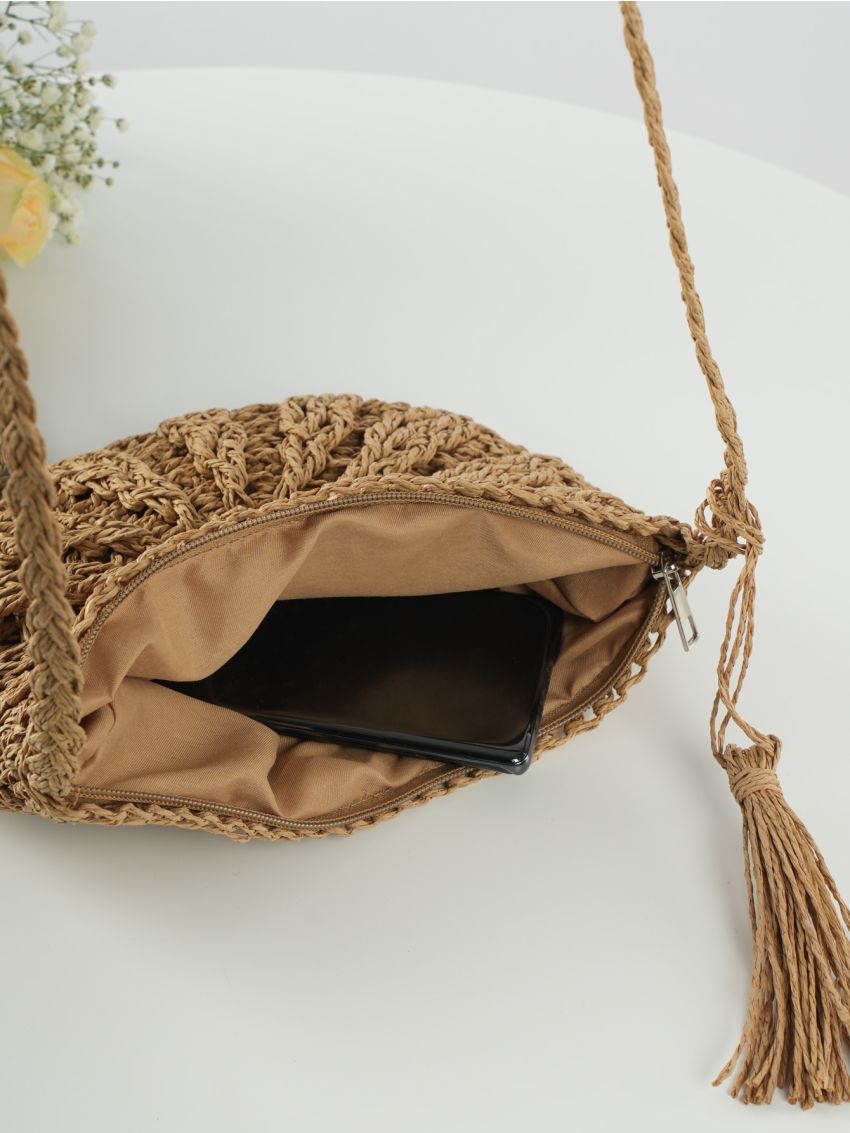 Minimalist Hollow Out Design Straw Bag