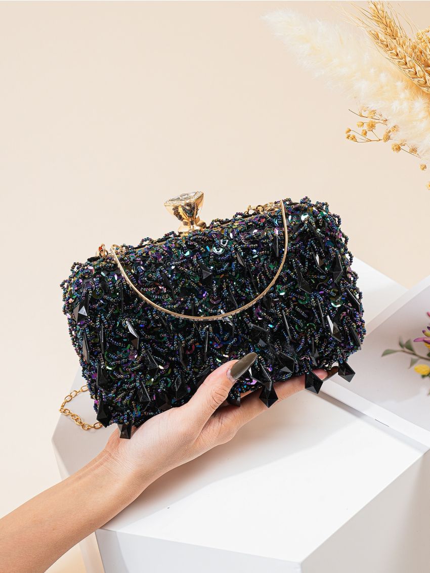 Mini Bead Decor Chain Box Bag