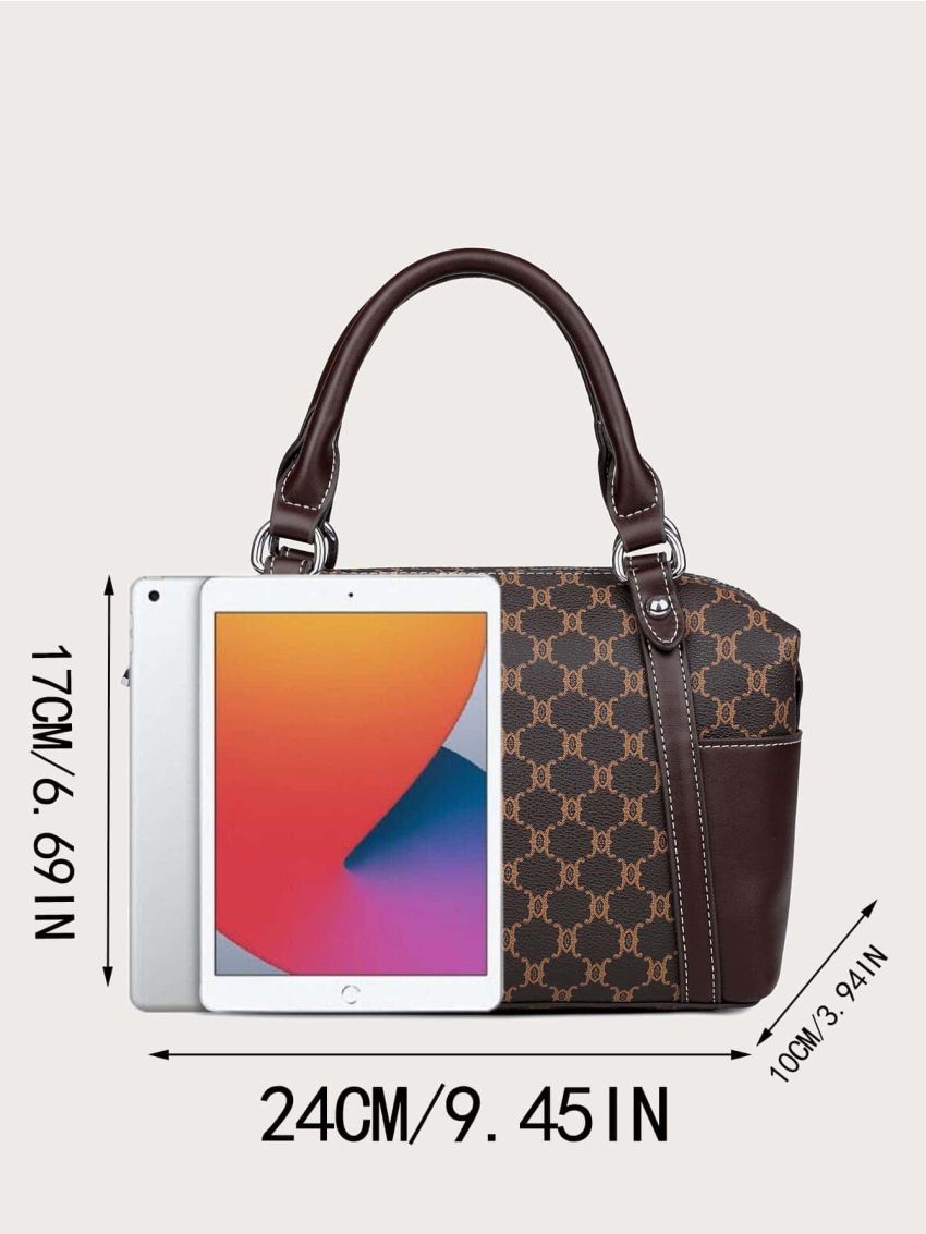 Geometric Pattern Double Handle Boston Bag