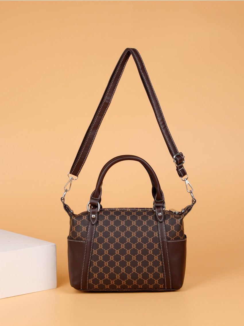 Geometric Pattern Double Handle Boston Bag