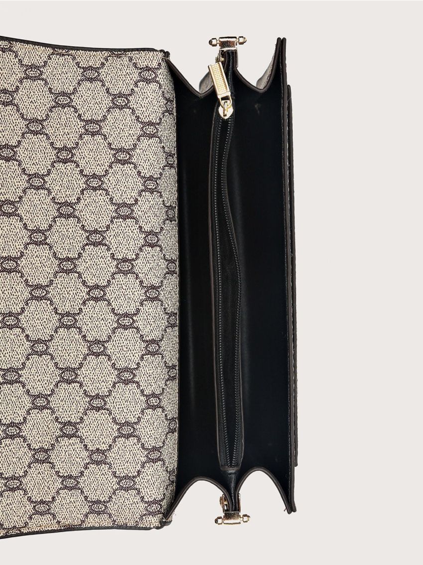 Geometric Pattern Flap Square Bag