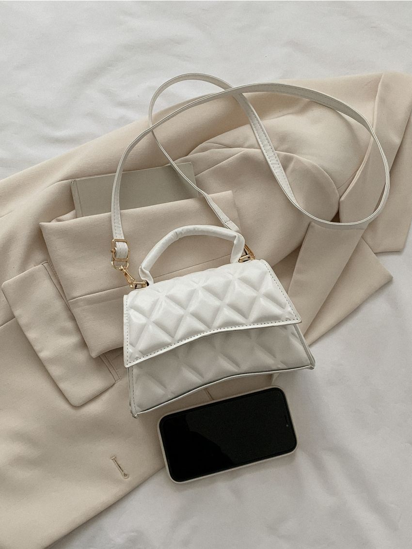Mini Novelty Bag Geometric Embossed Solid White