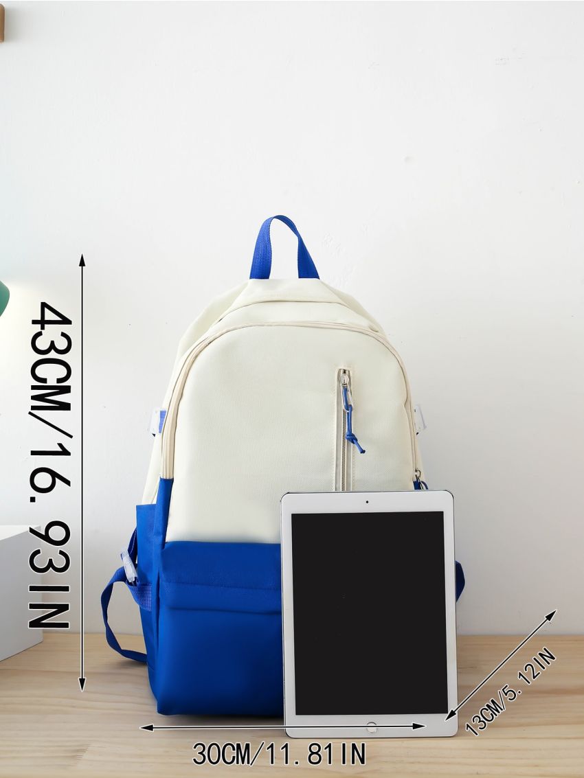 4pcs Colorblock Backpack Set