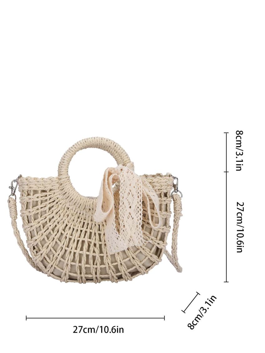 Bow Decor Straw Bag